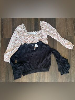 Set of 2 cropped long-sleeved tops